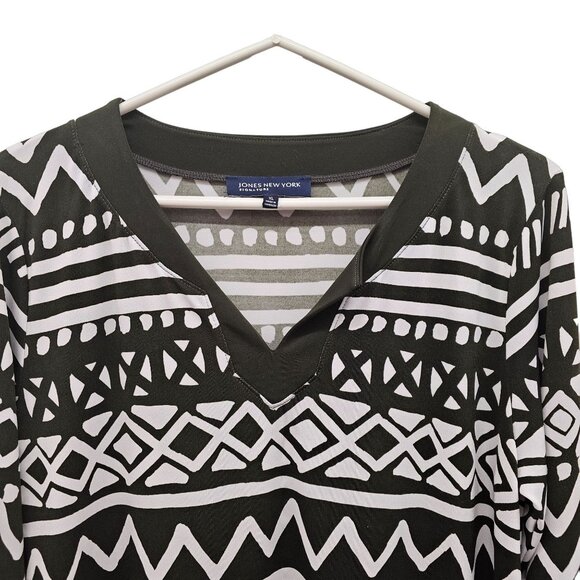 Jones New York Signature Womens V neck Signature 3/4 Sleeve Multi Print Stretchy - Picture 6 of 13
